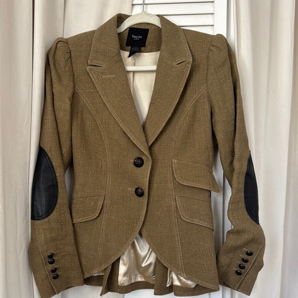 Smythe linen blazer riding jacket ruffled back size 6 equestrian